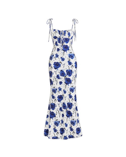 Amara Tie-Strap Maxi Dress - Blue Rose