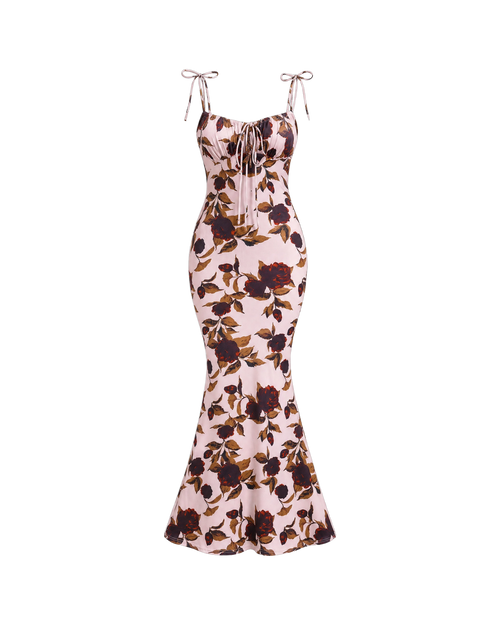 Amara Tie-Strap Maxi Dress - Blush Dark Rose