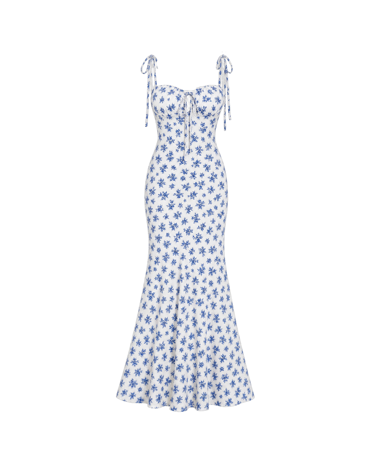 Amara Tie-Strap Maxi Dress - Ditsy Blue Floral