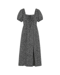 Coraline Puff-Sleeve Maxi Dress - Black White Ditsy Floral