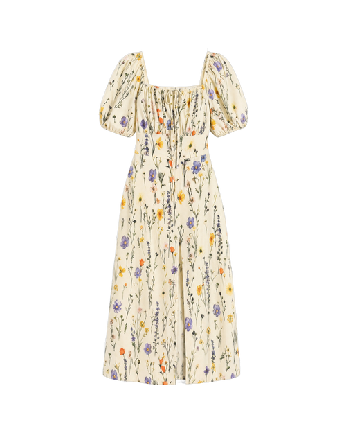 Coraline Puff-Sleeve Maxi Dress - Cream Wildflower