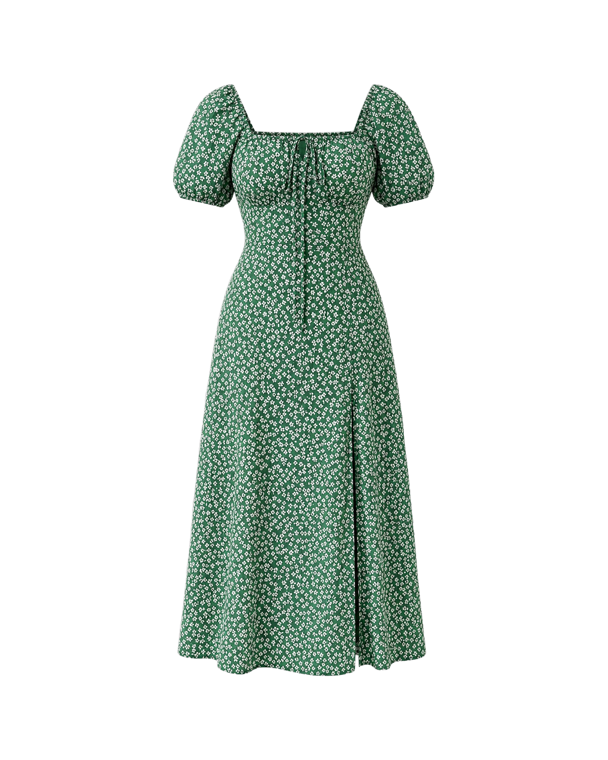 Coraline Puff-Sleeve Maxi Dress - Green Ditsy Floral