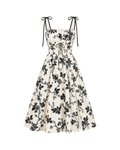 Josephine Corset Midi Dress - Black Cream Toile