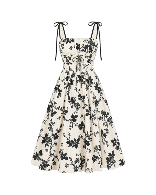 Josephine Corset Midi Dress - Black Cream Toile
