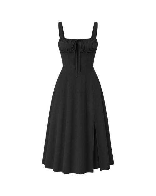 Josephine Corset Midi Dress - Black