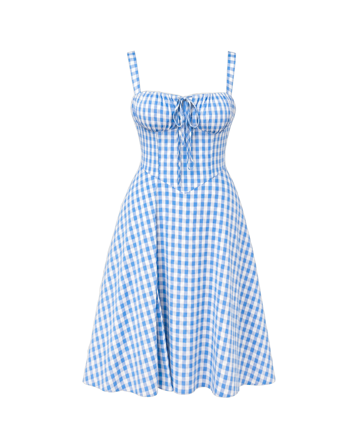 Josephine Corset Midi Dress - Blue Gingham