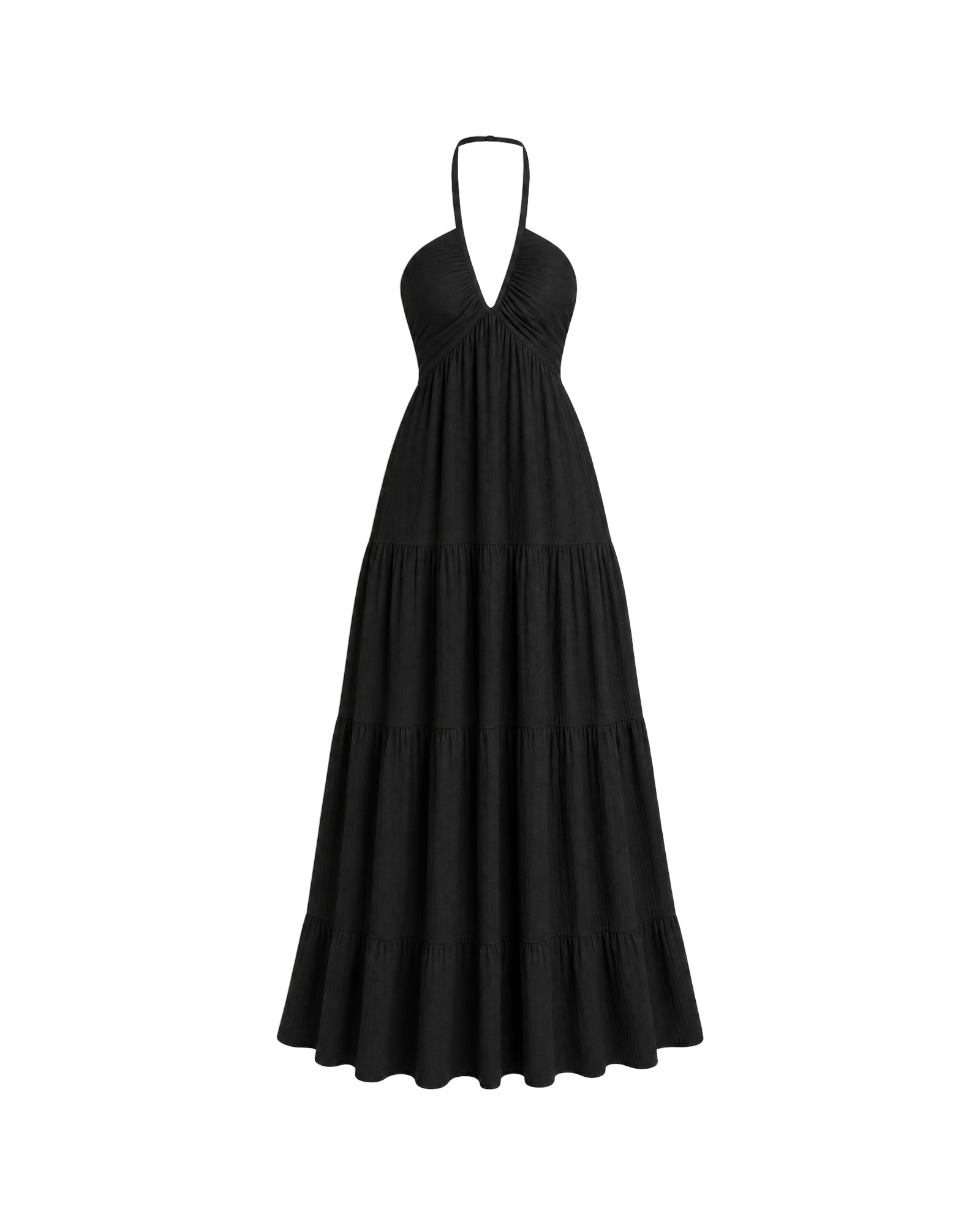 Odette Tiered Halter Maxi Dress - Black