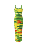 Sienna Ribbed Bodycon Maxi Dress - Green Abstract