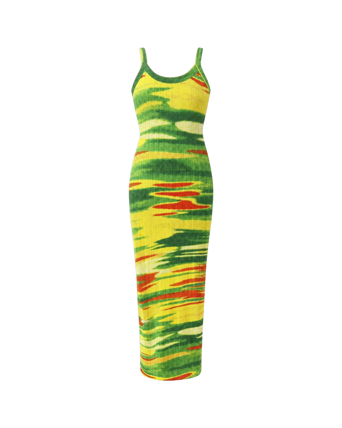 Sienna Ribbed Bodycon Maxi Dress - Green Abstract